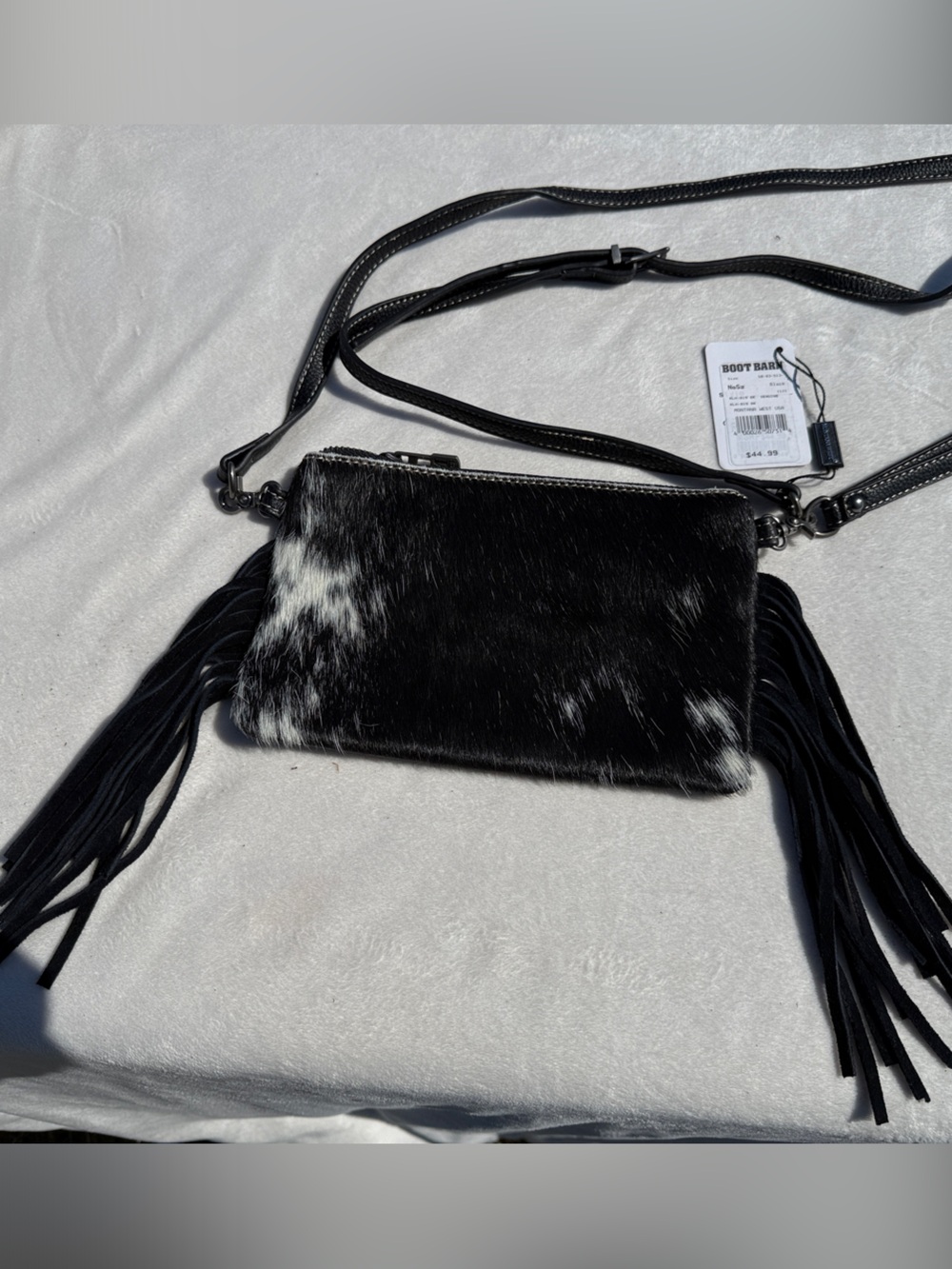Montana West Fringe Crossbody Bag - Black and White - Picture 2 of 8